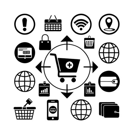 E-commerce and Shopping Icon Set for user interface, documents, websites and mobile applicationsのイラスト素材