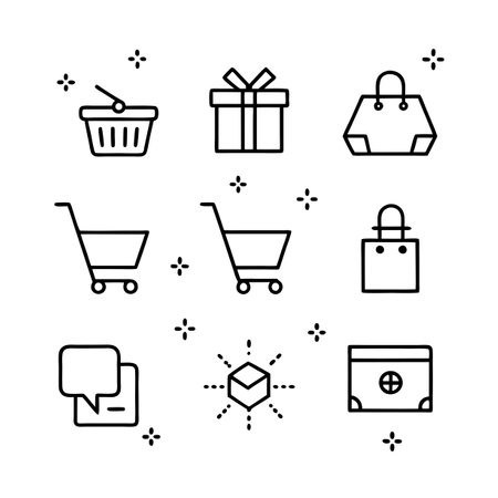 E-commerce and Shopping Icon Set for user interface, documents, websites and mobile applicationsのイラスト素材