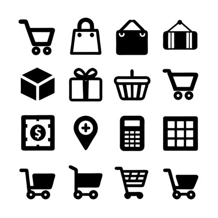 E-commerce and Shopping Icon Set for user interface, documents, websites and mobile applicationsのイラスト素材