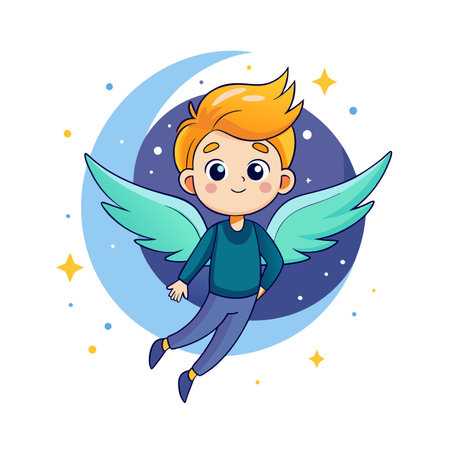 Boy Children Entertainment and fun Cartoon Character Vector Illustration Conceptのイラスト素材