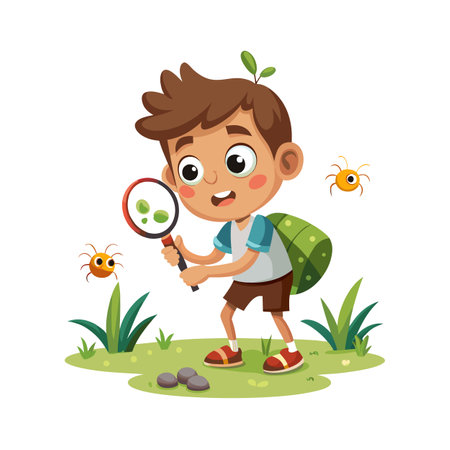 Boy Children Entertainment and fun Cartoon Character Vector Illustration Conceptのイラスト素材