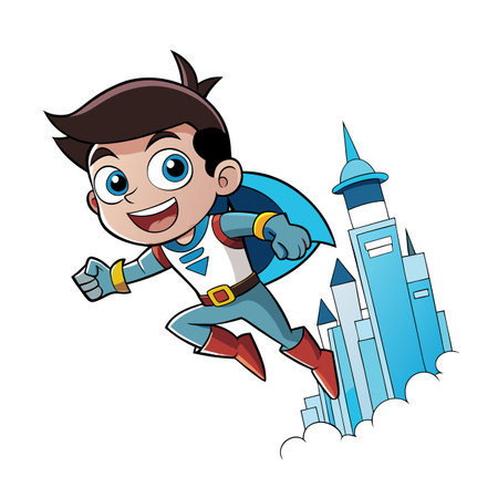 Boy Children Entertainment and fun Cartoon Character Vector Illustration Conceptのイラスト素材