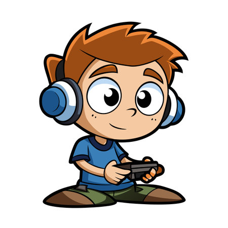 Boy Children Entertainment and fun Cartoon Character Vector Illustration Conceptのイラスト素材