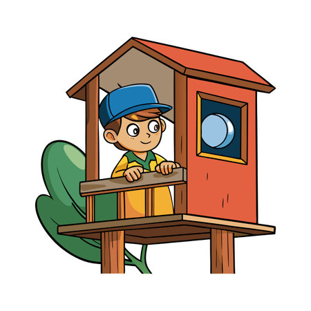 Boy Children Entertainment and fun Cartoon Character Vector Illustration Conceptのイラスト素材