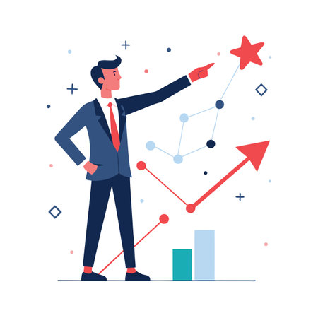 Flat style Business growth financial office vector illustration conceptのイラスト素材