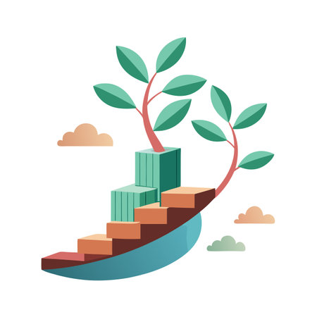 Flat style Business growth financial office vector illustration conceptのイラスト素材