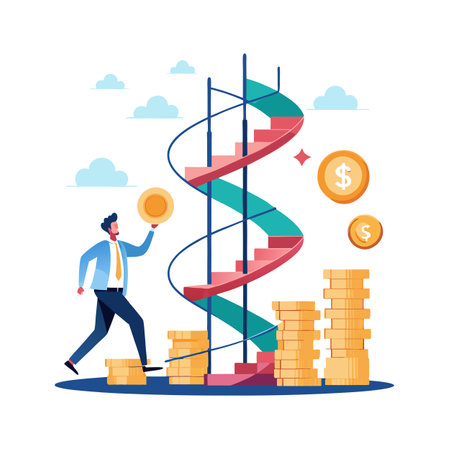 Flat style Business growth financial office vector illustration conceptのイラスト素材