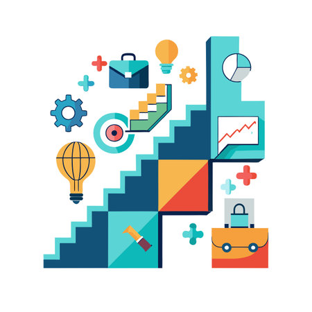 Flat style Business growth financial office vector illustration conceptのイラスト素材