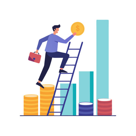Flat style Business growth financial office vector illustration conceptのイラスト素材