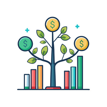 Flat style Business growth financial office vector illustration conceptのイラスト素材