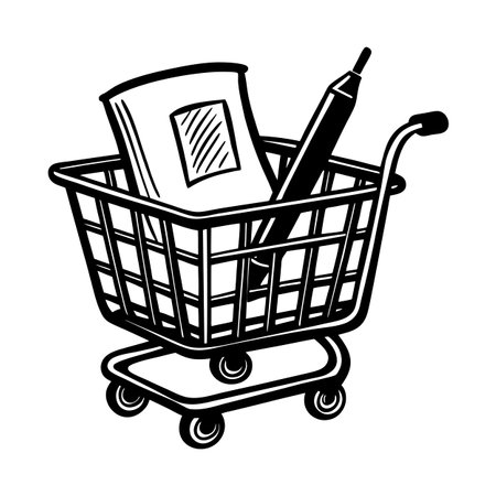 Black Shopping Cart Icon vector illustration for UI websites and mobile applicationsのイラスト素材