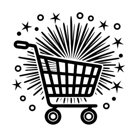 Black Shopping Cart Icon vector illustration for UI websites and mobile applicationsのイラスト素材