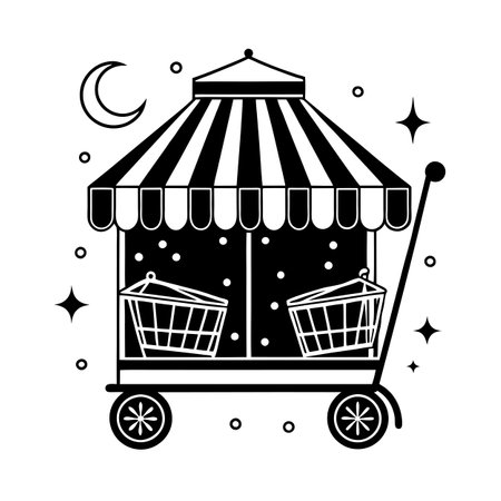 Black Shopping Cart Icon vector illustration for UI websites and mobile applicationsのイラスト素材