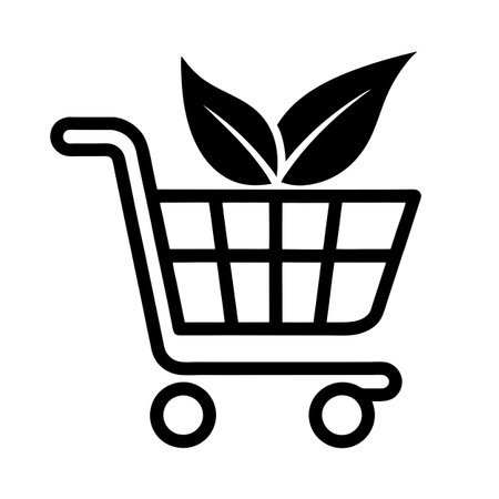 Black Shopping Cart Icon vector illustration for UI websites and mobile applicationsのイラスト素材
