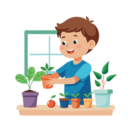 Children's Learning and Entertaining Cartoon Character Vector Illustration for Education and Mediaのイラスト素材