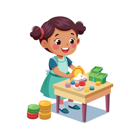 Children's Learning and Entertaining Cartoon Character Vector Illustration for Education and Mediaのイラスト素材