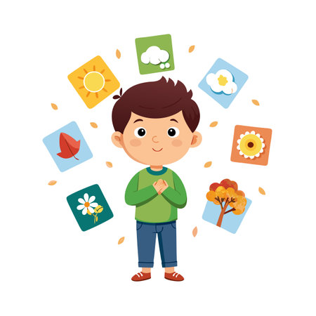 Children's Learning and Entertaining Cartoon Character Vector Illustration for Education and Mediaのイラスト素材
