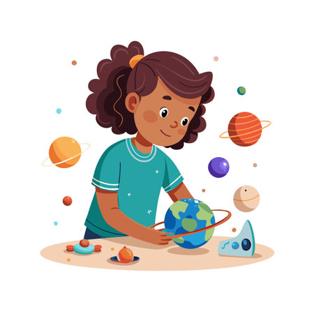 Children's Learning and Entertaining Cartoon Character Vector Illustration for Education and Mediaのイラスト素材