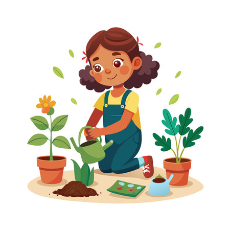 Children's Learning and Entertaining Cartoon Character Vector Illustration for Education and Mediaのイラスト素材