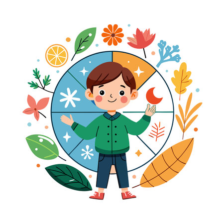 Children's Learning and Entertaining Cartoon Character Vector Illustration for Education and Mediaのイラスト素材