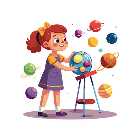 Children's Learning and Entertaining Cartoon Character Vector Illustration for Education and Mediaのイラスト素材