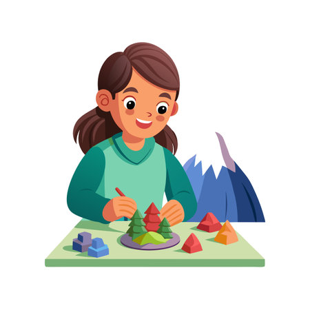 Children's Learning and Entertaining Cartoon Character Vector Illustration for Education and Mediaのイラスト素材