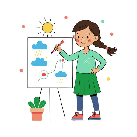 Children's Learning and Entertaining Cartoon Character Vector Illustration for Education and Mediaのイラスト素材