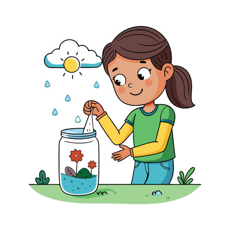 Children's Learning and Entertaining Cartoon Character Vector Illustration for Education and Mediaのイラスト素材