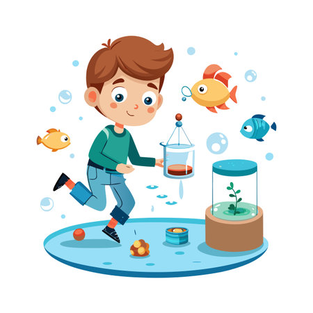 Children's Learning and Entertaining Cartoon Character Vector Illustration for Education and Mediaのイラスト素材