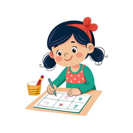 Children's Learning and Entertaining Cartoon Character Vector Illustration for Education and Mediaのイラスト素材