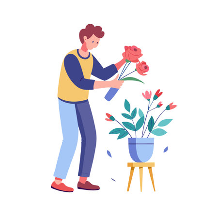 Activity of a men in daily life and office or workplace cartoon character vector illustrationのイラスト素材