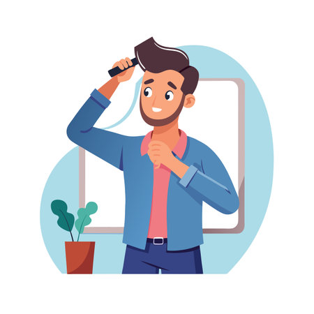 Activity of a men in daily life and office or workplace cartoon character vector illustrationのイラスト素材