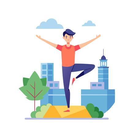 Activity of a men in daily life and office or workplace cartoon character vector illustrationのイラスト素材