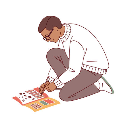 Activity of a men in daily life and office or workplace cartoon character vector illustrationのイラスト素材