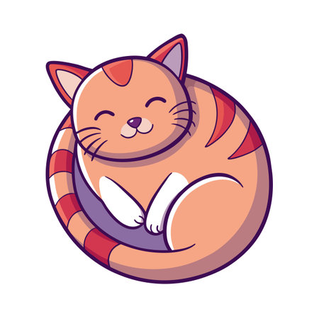 Beautiful Realistic Pet Cat Vector Illustration Isolated on a White Backgroundのイラスト素材