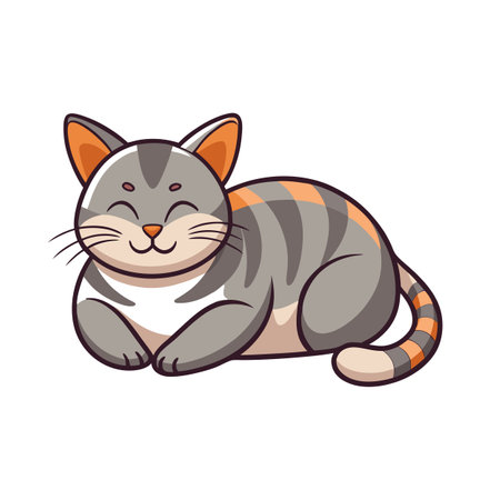 Beautiful Realistic Pet Cat Vector Illustration Isolated on a White Backgroundのイラスト素材