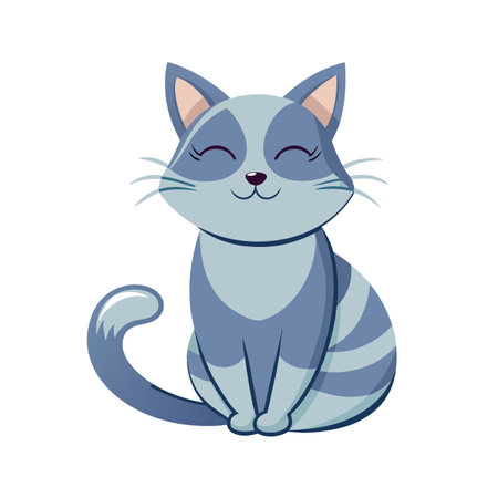 Beautiful Realistic Pet Cat Vector Illustration Isolated on a White Backgroundのイラスト素材