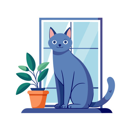Beautiful Realistic Pet Cat Vector Illustration Isolated on a White Backgroundのイラスト素材