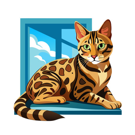 Beautiful Realistic Pet Cat Vector Illustration Isolated on a White Backgroundのイラスト素材