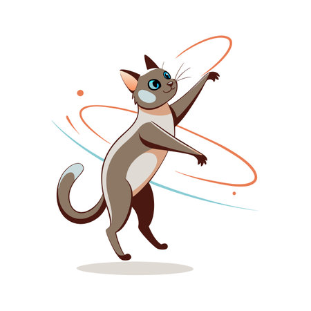 Beautiful Realistic Pet Cat Vector Illustration Isolated on a White Backgroundのイラスト素材