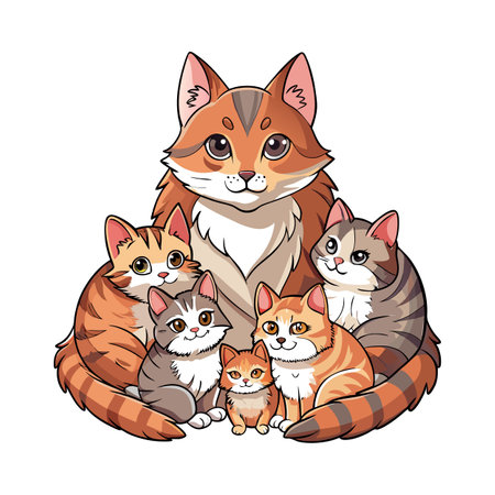 Beautiful Realistic Pet Cat Vector Illustration Isolated on a White Backgroundのイラスト素材