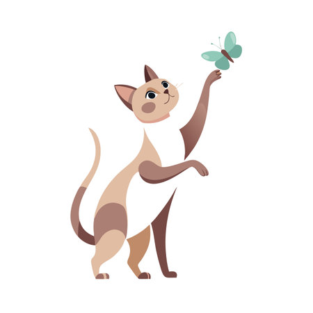 Beautiful Realistic Pet Cat Vector Illustration Isolated on a White Backgroundのイラスト素材