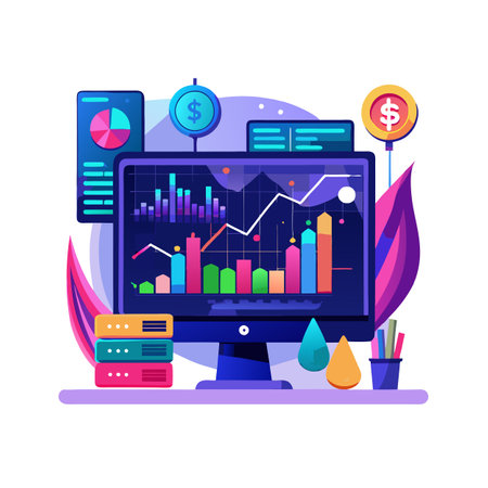 Digital Presentation Screen Icon Concept Isolated on a White Backgroundのイラスト素材