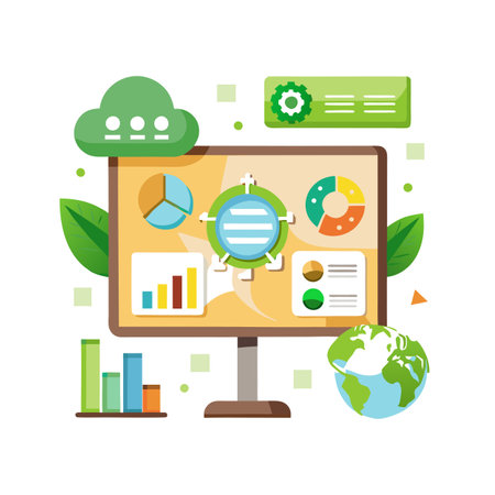 Digital Presentation Screen Icon Concept Isolated on a White Backgroundのイラスト素材