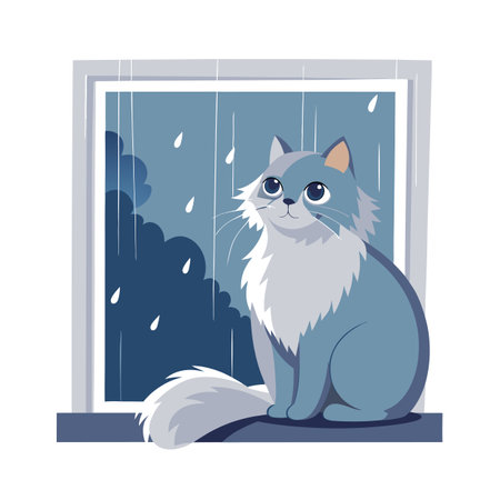 Beautiful Realistic Pet Cat Vector Illustration Isolated on a White Backgroundのイラスト素材