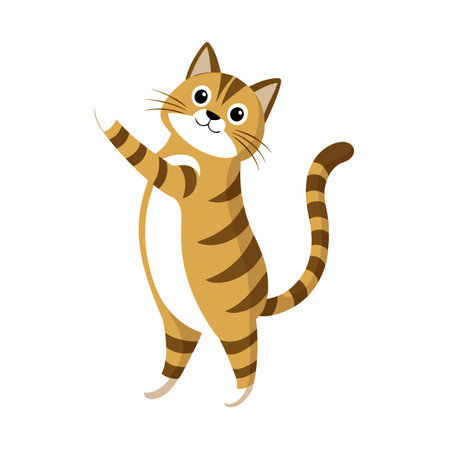 Beautiful Realistic Pet Cat Vector Illustration Isolated on a White Backgroundのイラスト素材
