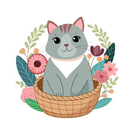 Beautiful Realistic Pet Cat Vector Illustration Isolated on a White Backgroundのイラスト素材