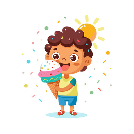 Children's Learning and Entertaining Cartoon Character Vector Illustration for Education and Mediaのイラスト素材