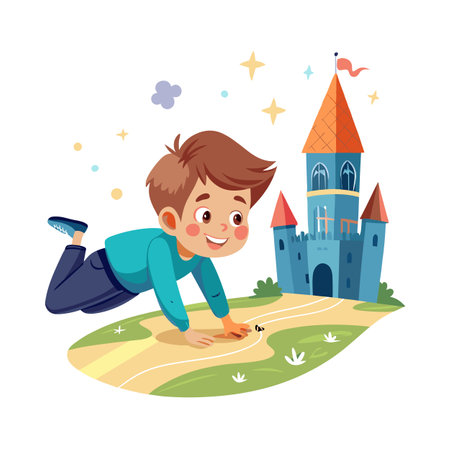 Children's Learning and Entertaining Cartoon Character Vector Illustration for Education and Mediaのイラスト素材