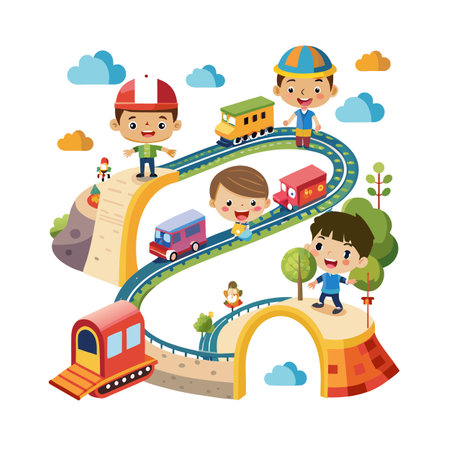 Children's Learning and Entertaining Cartoon Character Vector Illustration for Education and Mediaのイラスト素材